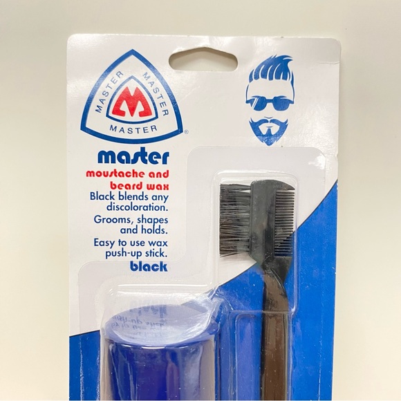 Master Well Comb Mustache & Beard Grooming Wax Stick BLACK with Comb 1 oz - Picture 3 of 4